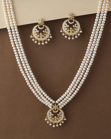 Traditional AD Pearl Necklace Set - Chandrani Pearls