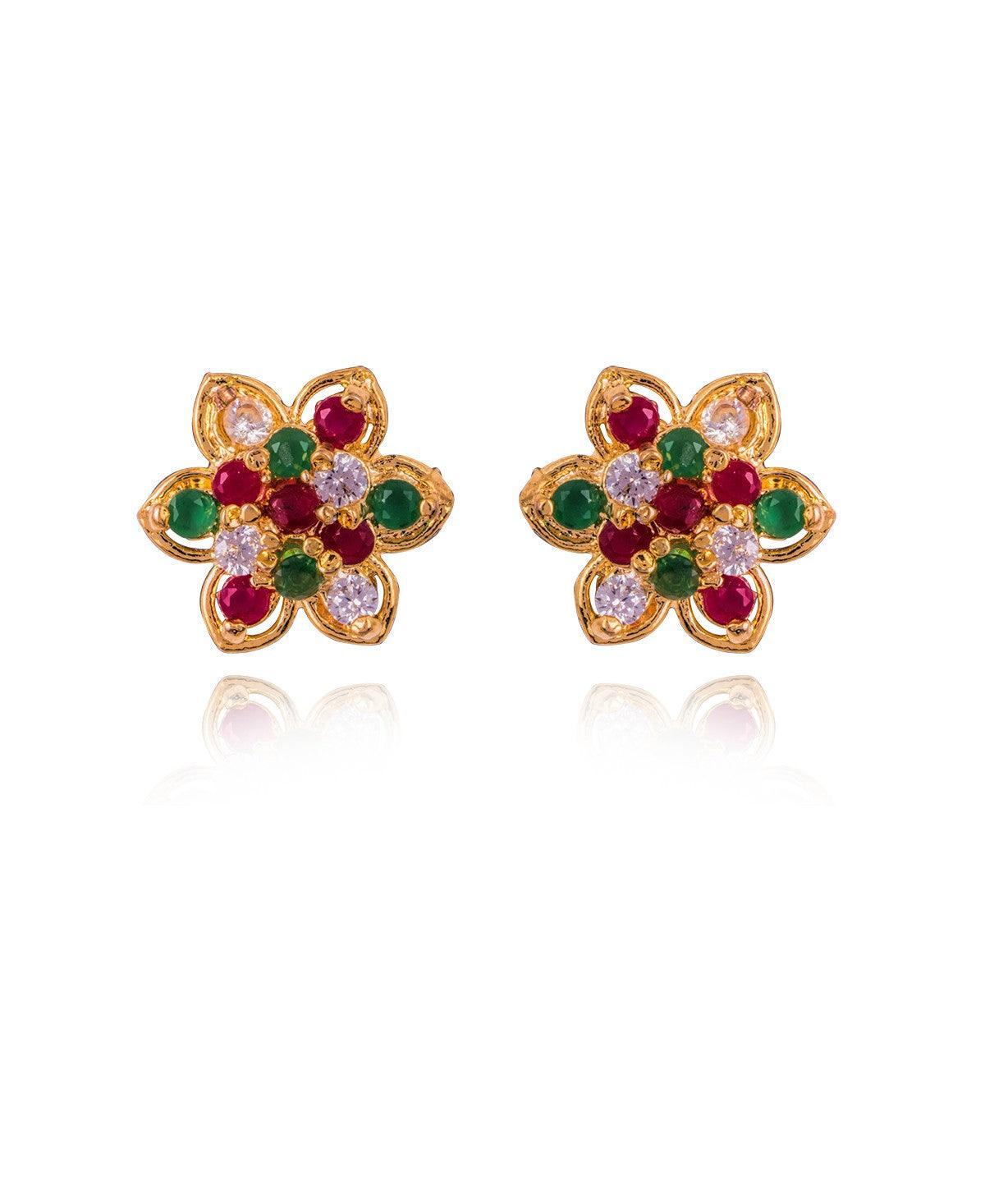 Traditional Colored Stone Earrings - Chandrani Pearls