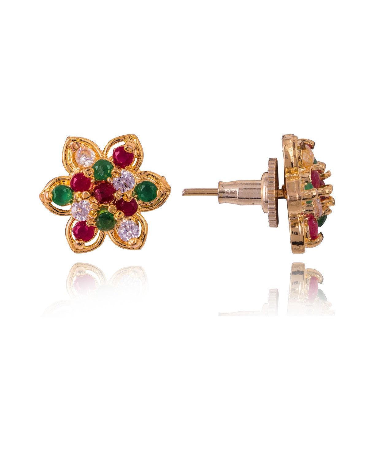Traditional Colored Stone Earrings - Chandrani Pearls