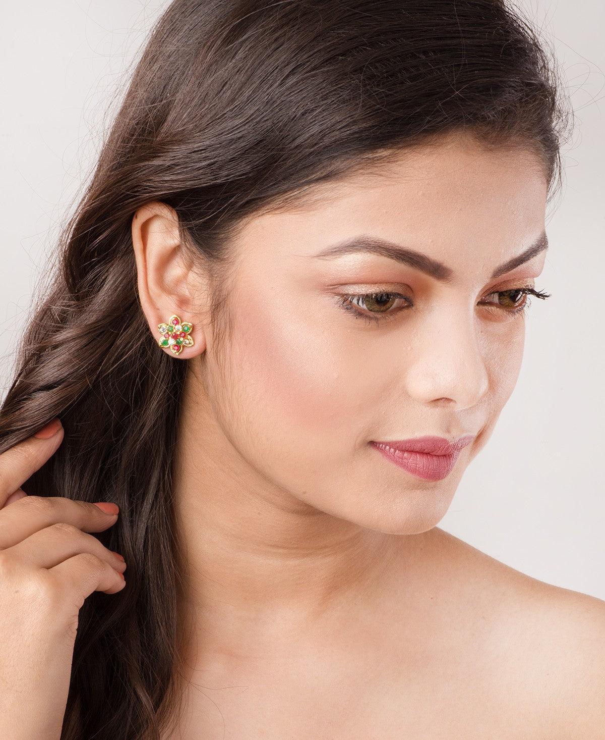 Traditional Colored Stone Earrings - Chandrani Pearls