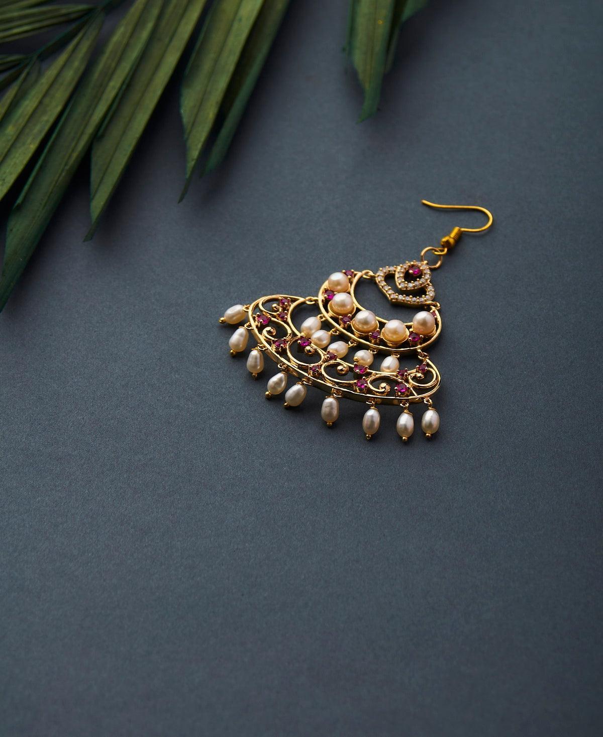 Traditional Pearl Hanging Maang Tikka - Chandrani Pearls