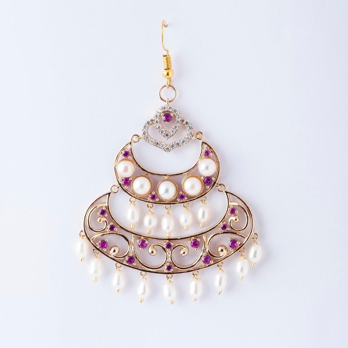 Traditional Pearl Hanging Maang Tikka - Chandrani Pearls