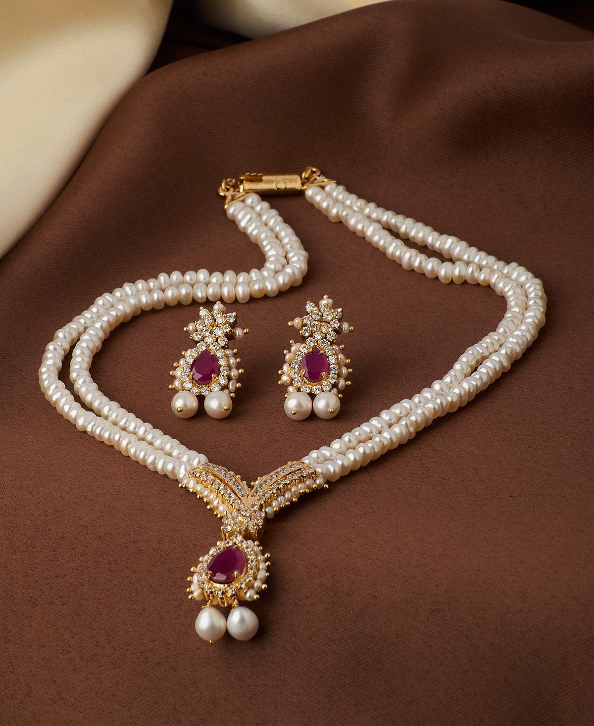 Traditional Real Pearl Necklace Set - Chandrani Pearls