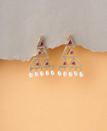 Traditional Stone Studded Pearl Earring - Chandrani Pearls