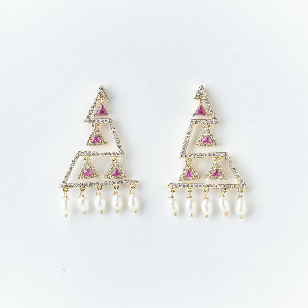 Traditional Stone Studded Pearl Earring - Chandrani Pearls
