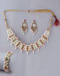 Traditional Tricolour Pearl Necklace Set with Bracelet - Chandrani Pearls