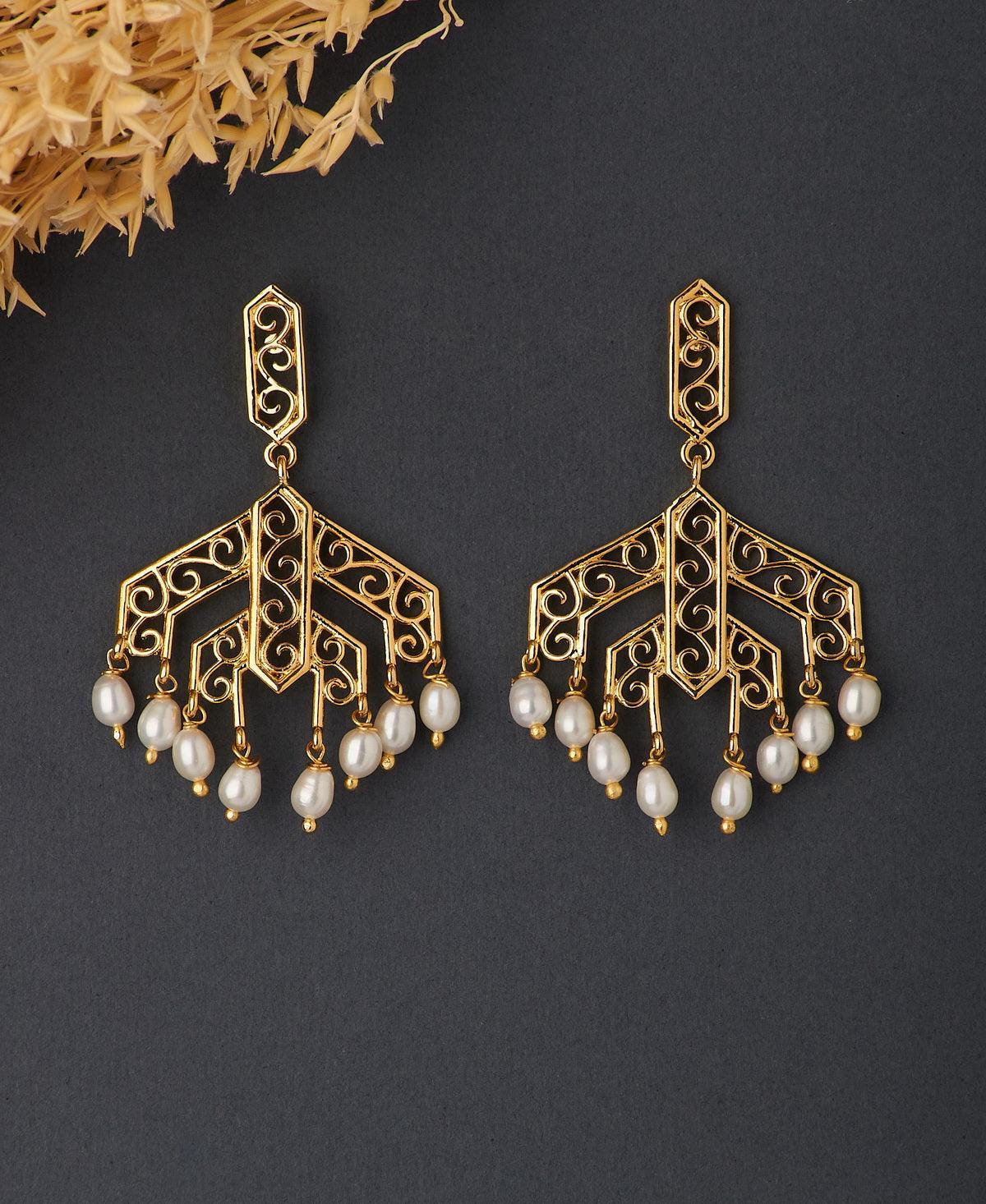 Traditional White Hanging Pearl Earring - Chandrani Pearls