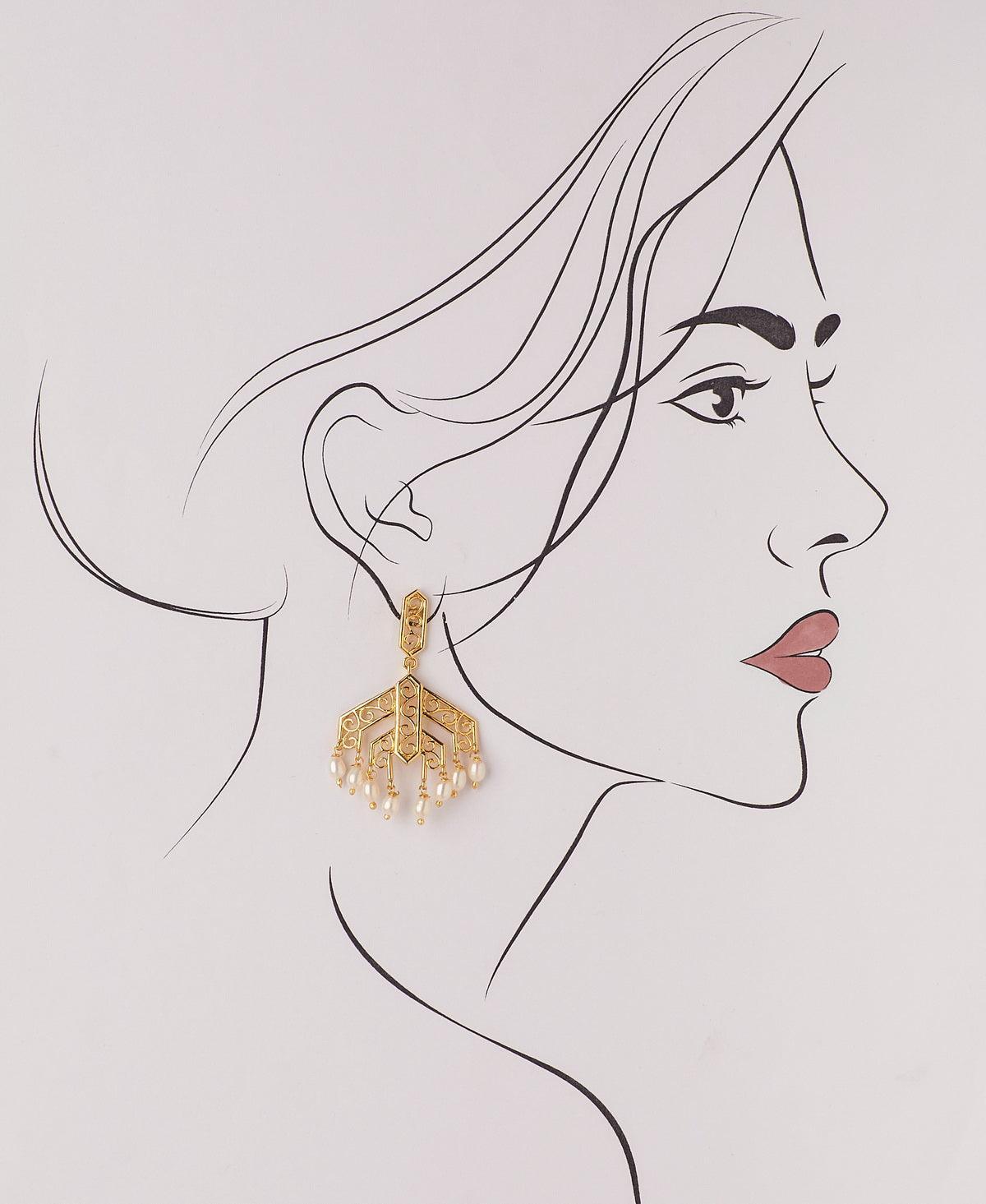 Traditional White Hanging Pearl Earring - Chandrani Pearls