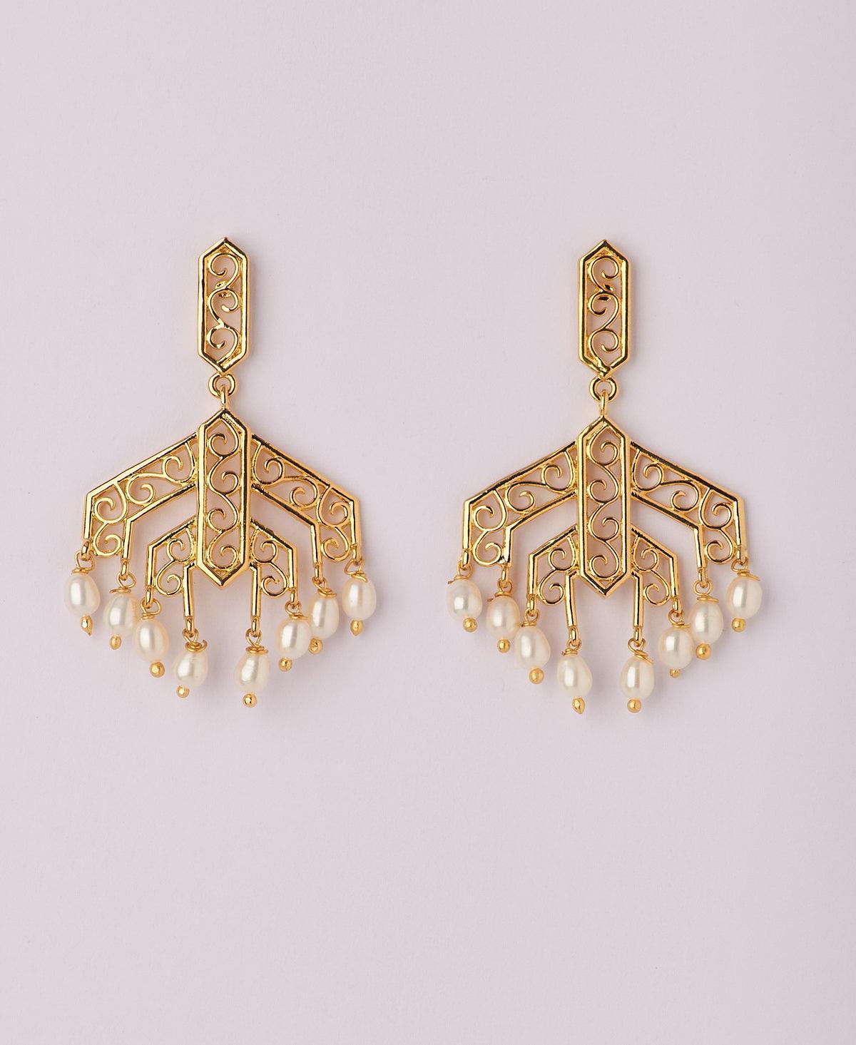 Traditional White Hanging Pearl Earring - Chandrani Pearls