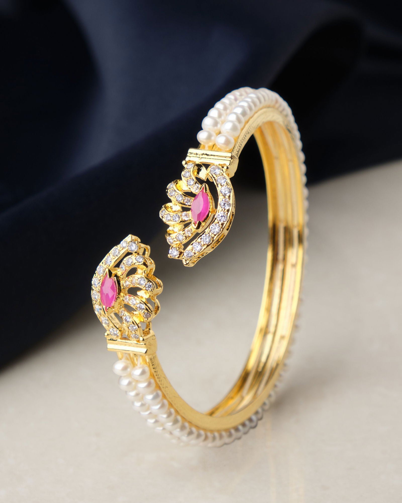 Traditional White Pearl Bangle - Chandrani Pearls