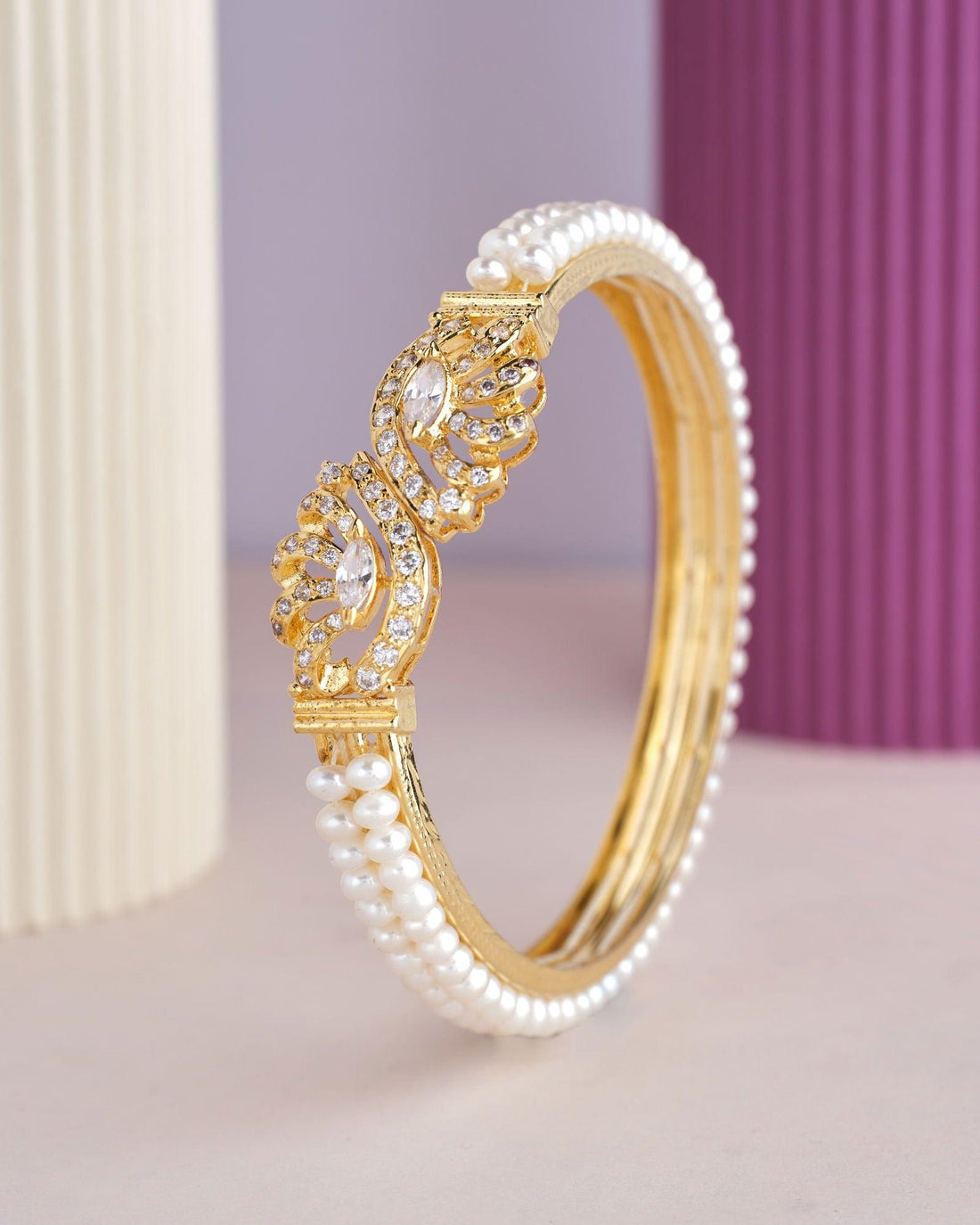 Traditional White Pearl Bangle - Chandrani Pearls