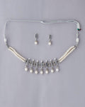 Traditional White Pearl Necklace Silver Finish Set - Chandrani Pearls