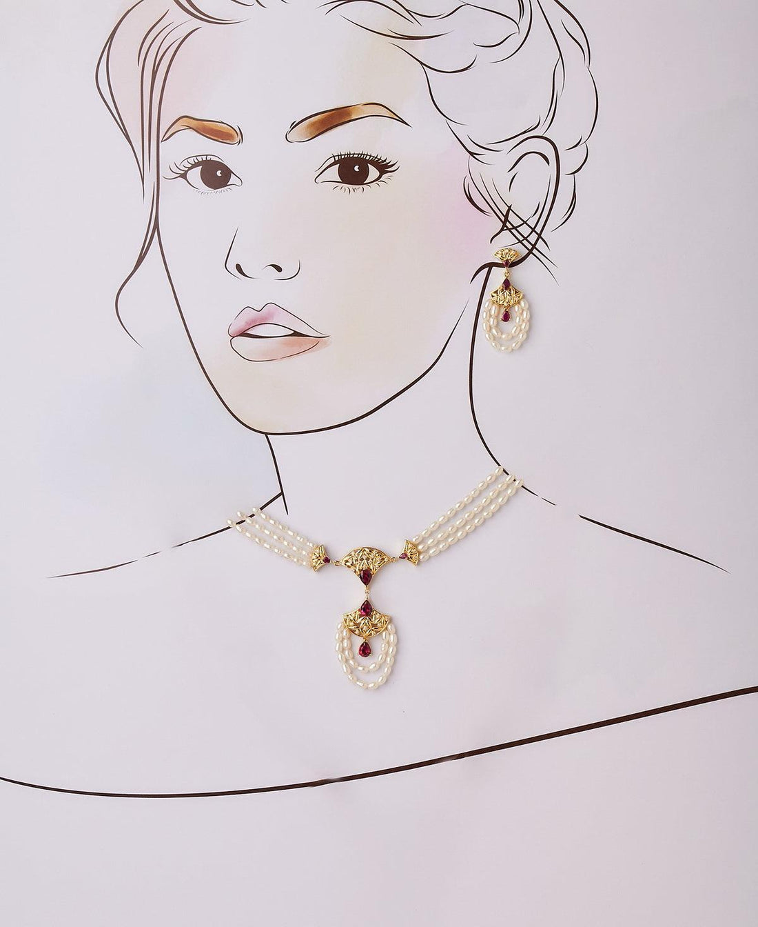 Traditional White Pearl Necklcae Set - Chandrani Pearls
