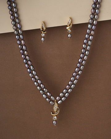 Trendy Black Pearl Necklace Set - Chandrani Pearls