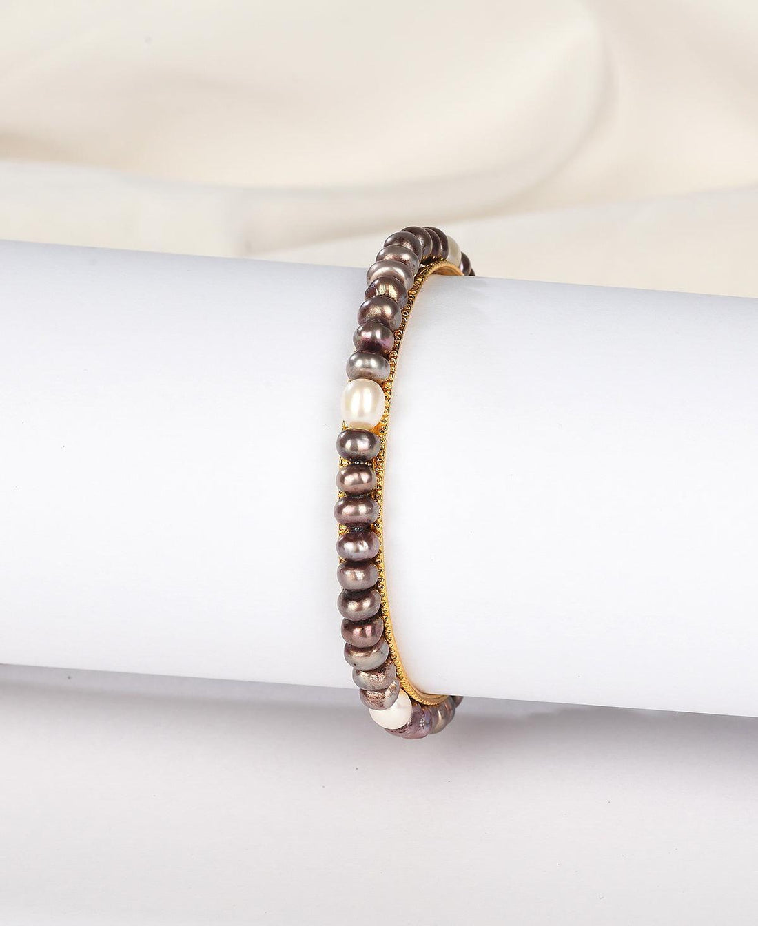Trendy Black and White Pearl Bangle - Chandrani Pearls