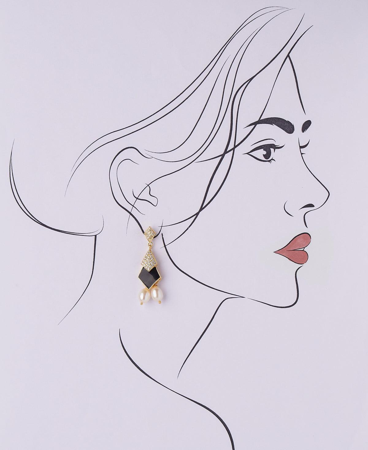 Trendy Enamel White Hang Pearl Earring - Chandrani Pearls