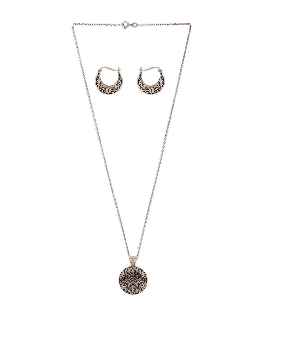 Trendy Oxidized Silver Pendant Set - Chandrani Pearls