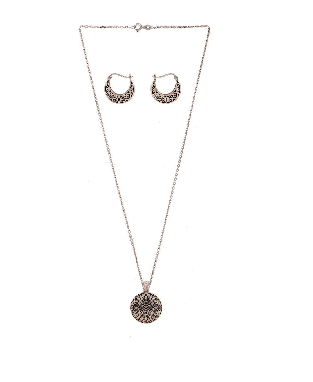 Trendy Oxidized Silver Pendant Set - Chandrani Pearls