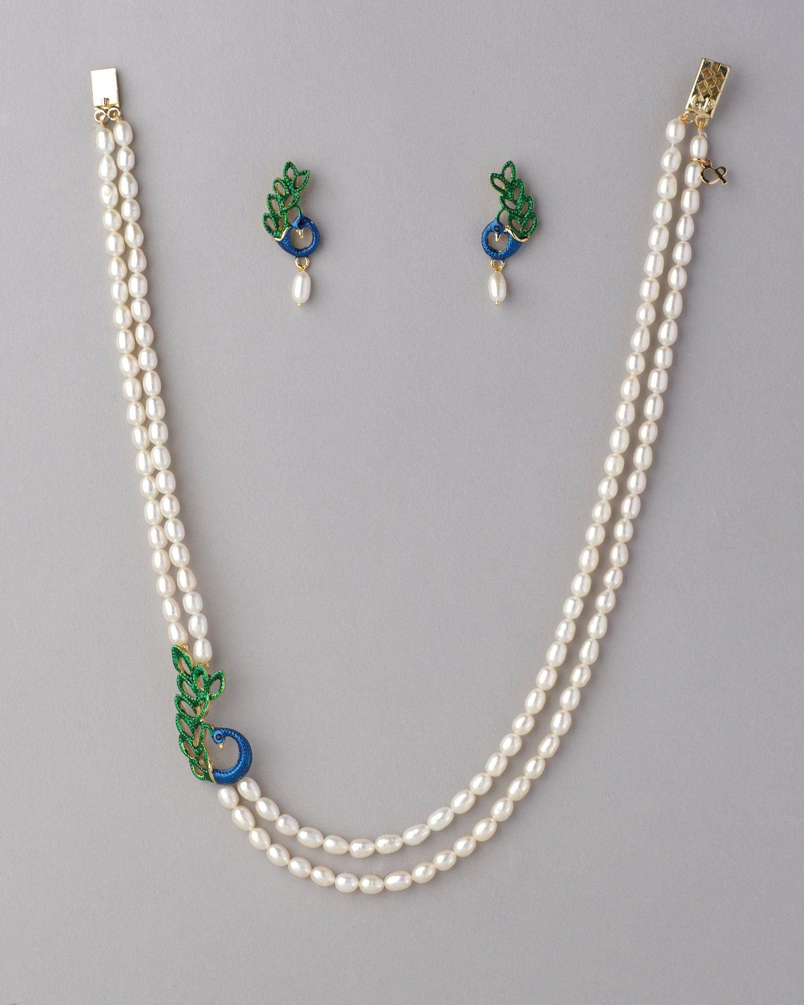 Trendy Peacock Real Pearl Necklace Set - Chandrani Pearls