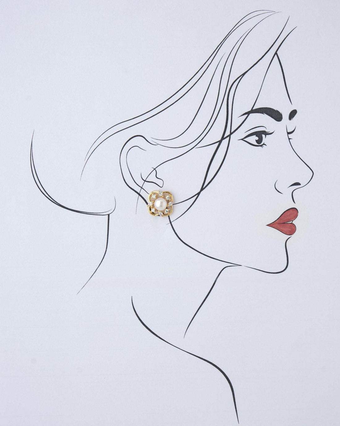 Trendy Pearl & Stone Stud Earring - Chandrani Pearls