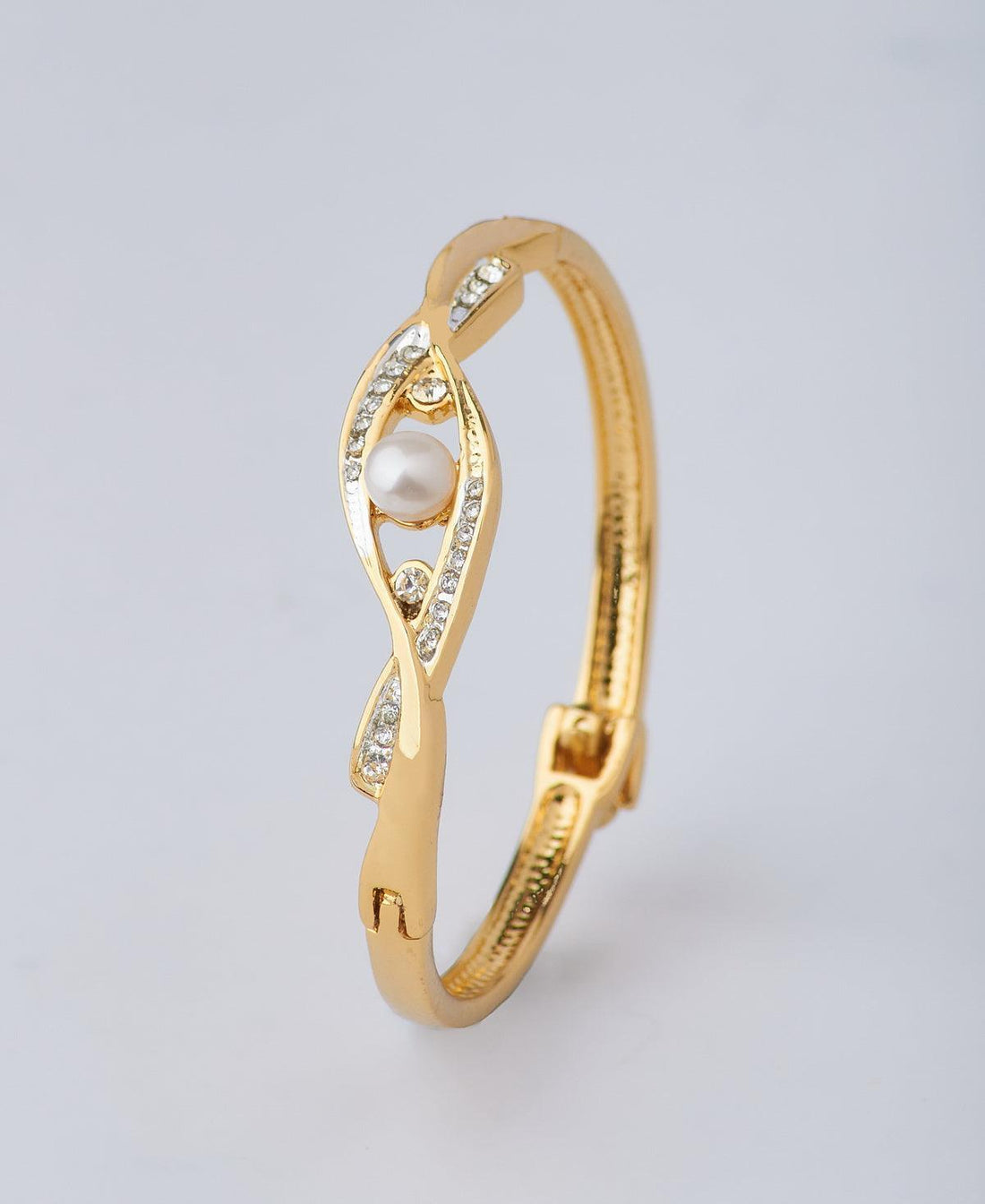 Trendy Pearl Studded Metallic Pearl Bangle - Chandrani Pearls