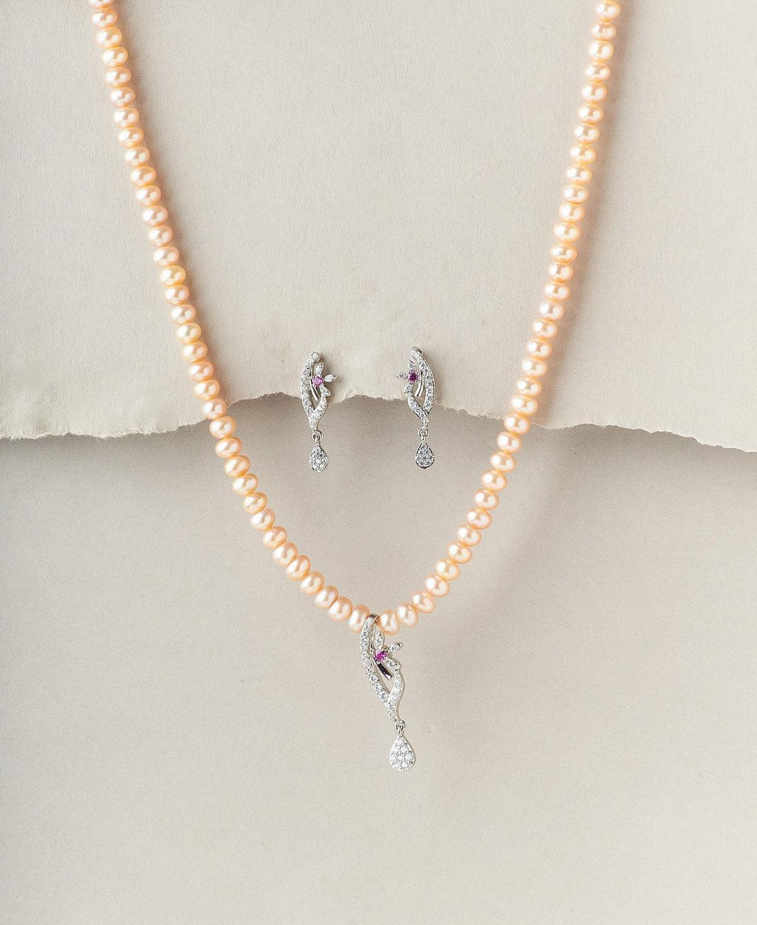 Trendy Pink Pearl Necklace Set - Chandrani Pearls