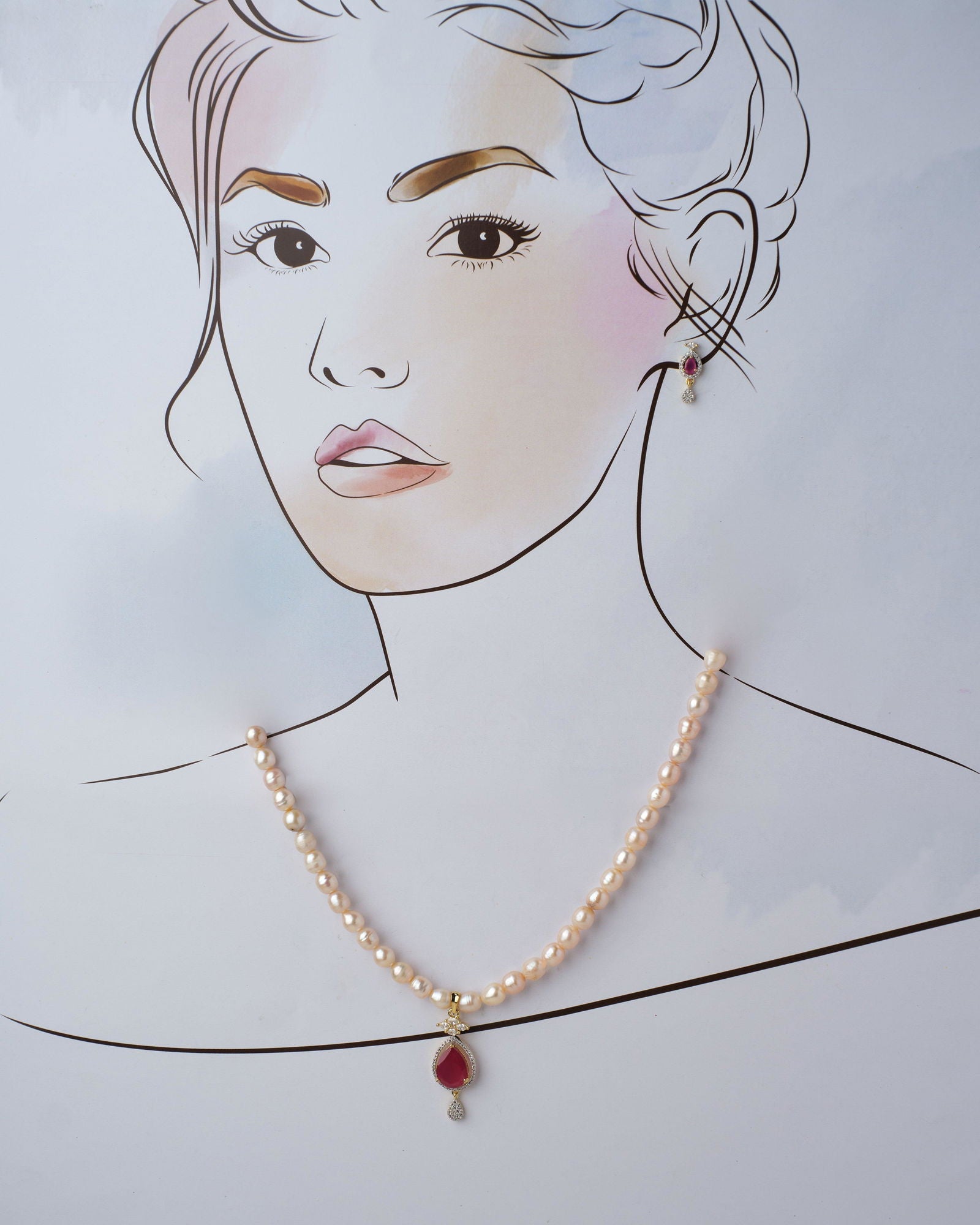 Trendy Pink Pearl Necklace Set - Chandrani Pearls