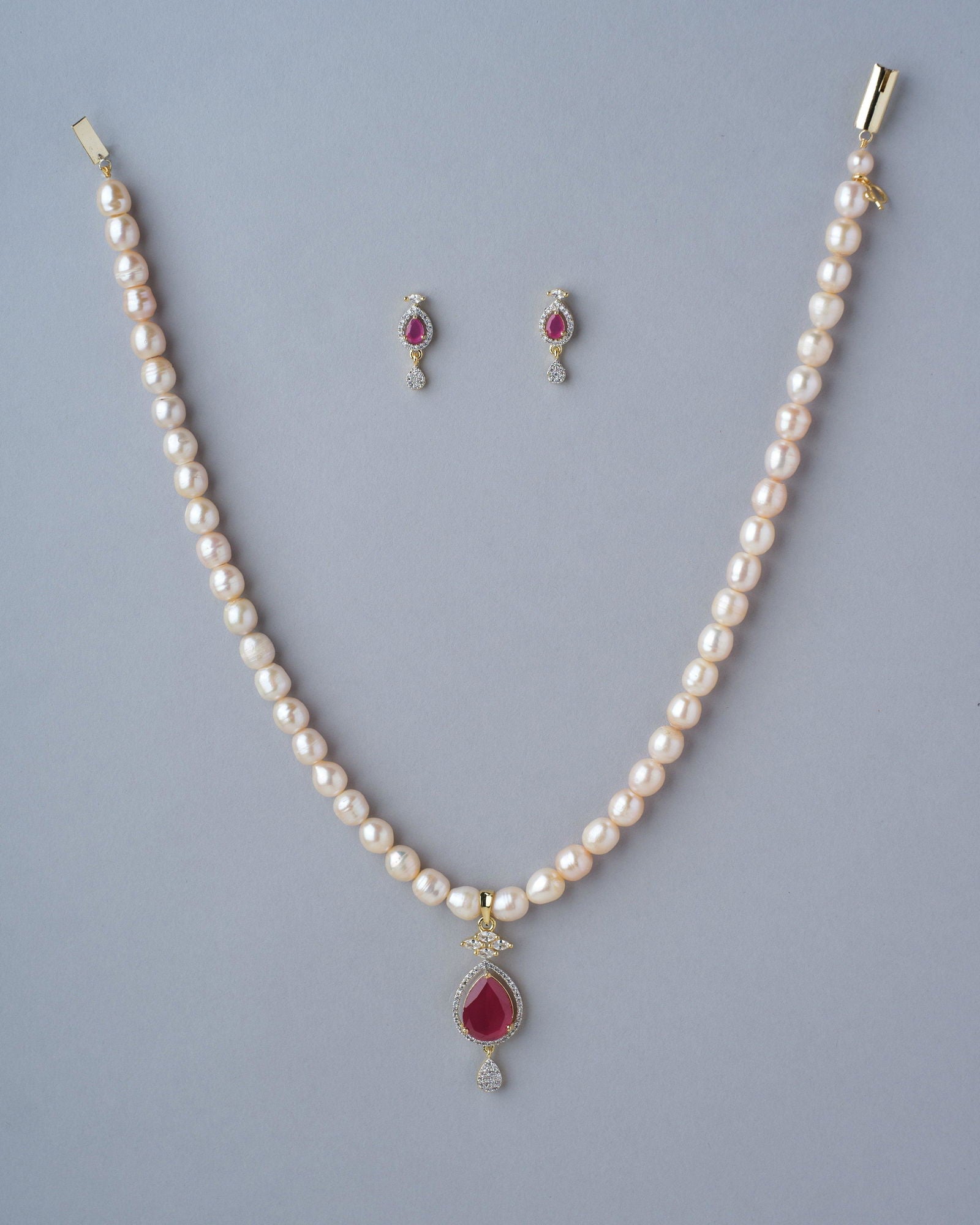 Trendy Pink Pearl Necklace Set - Chandrani Pearls