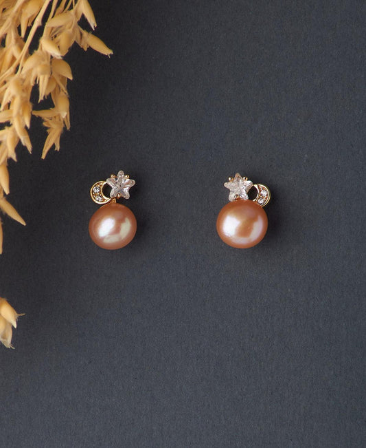 Trendy Pink Pearl Stud Earring - Chandrani Pearls