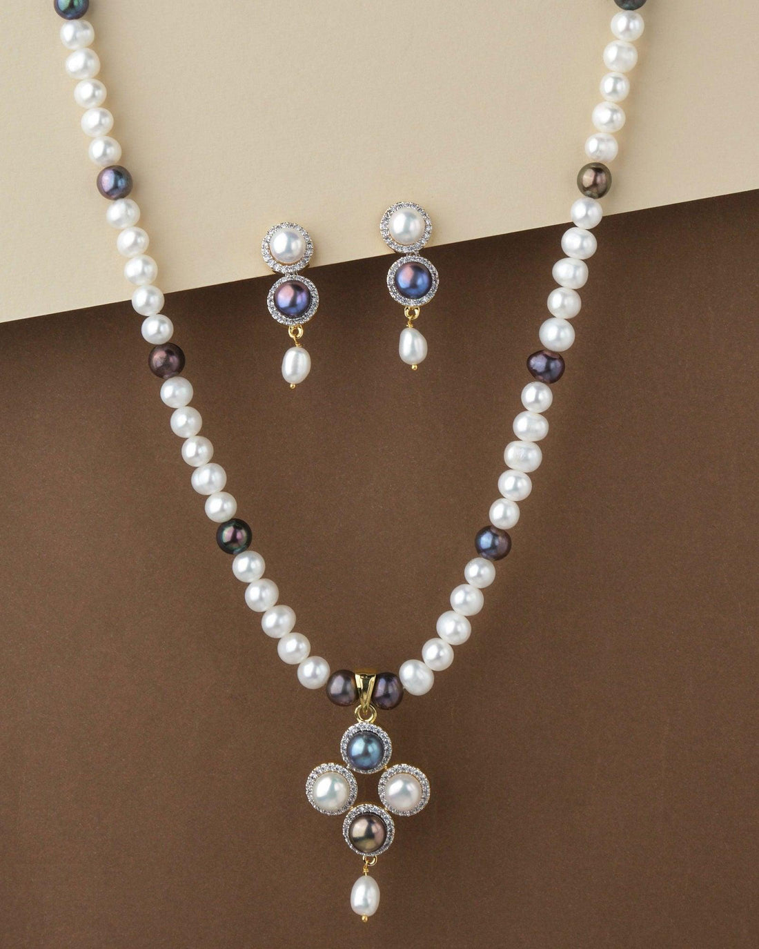 Trendy Real Pearl Necklace Set S23539 - Chandrani Pearls
