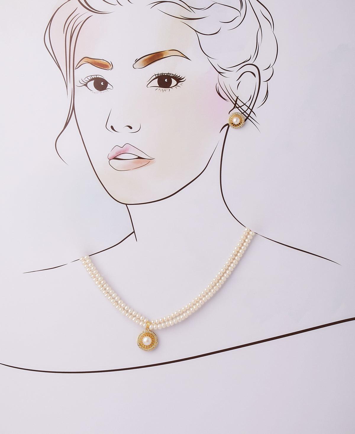 Trendy Real Pearl Pendant Set - Chandrani Pearls