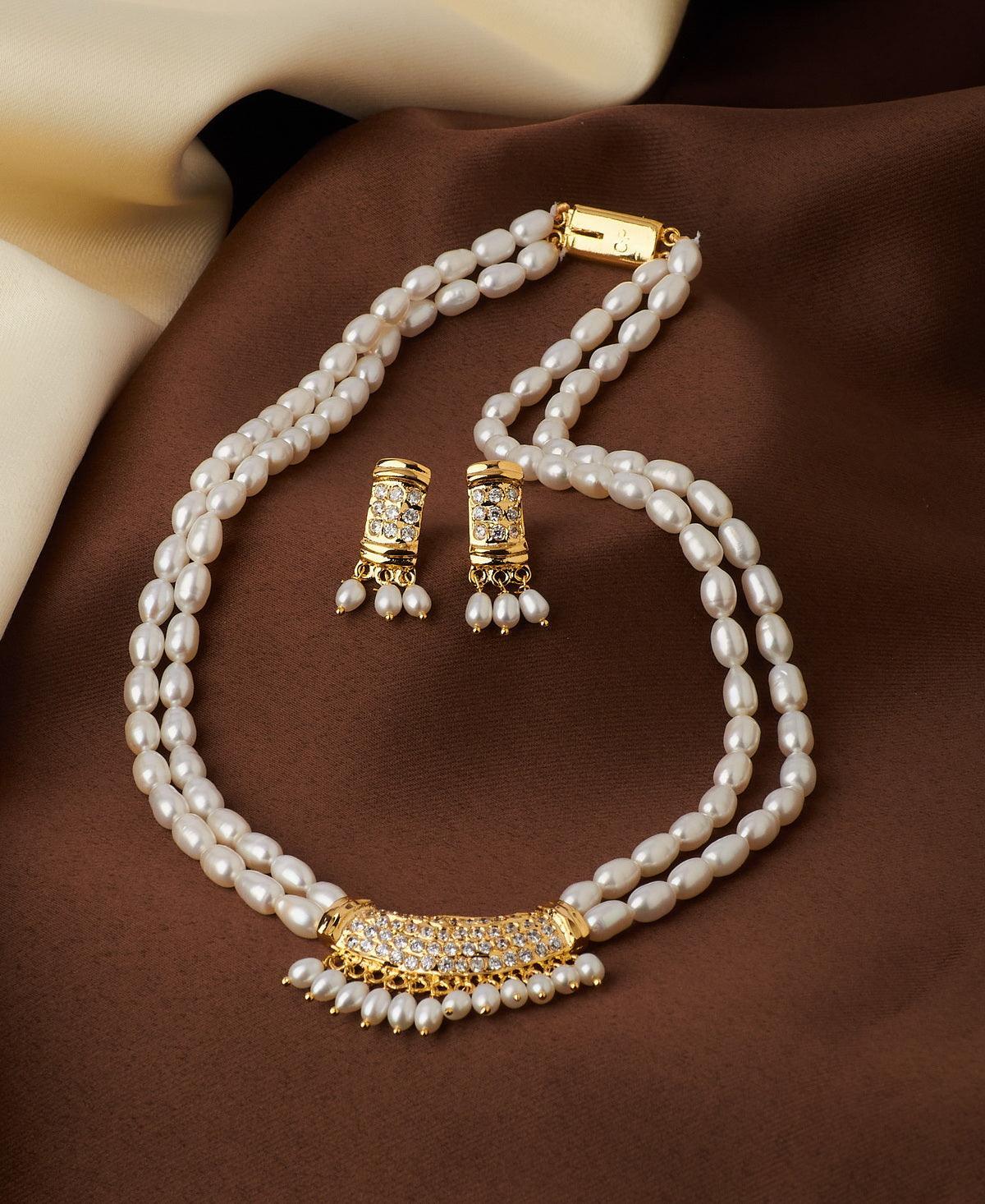 Trendy Real Pearl Pendant Set - Chandrani Pearls