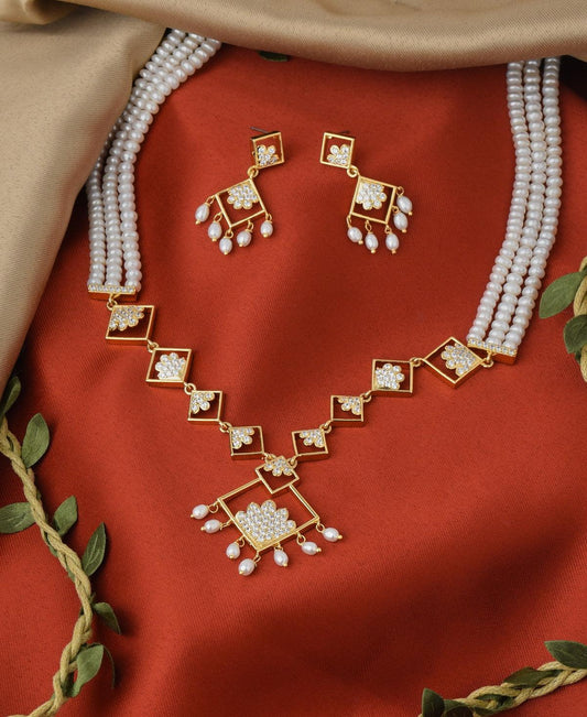 Trendy Regal Real Pearl Necklace Set - Chandrani Pearls