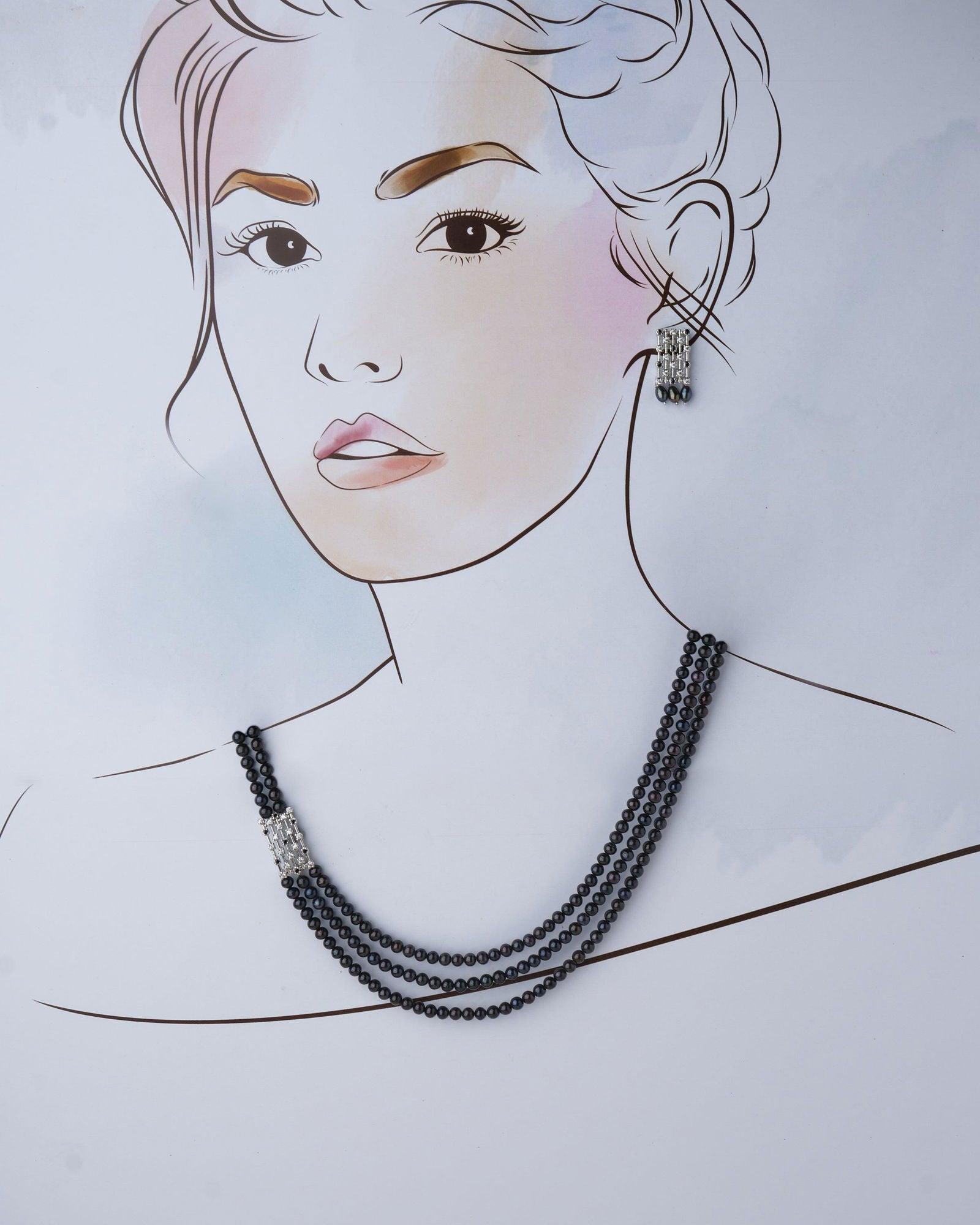 Trendy Side Pearl Necklace Set - Chandrani Pearls