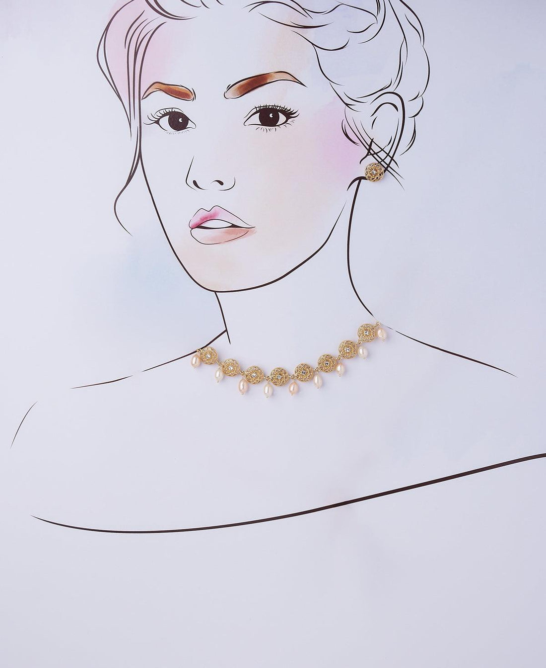 Trendy Stone Studded Necklace Set - Chandrani Pearls