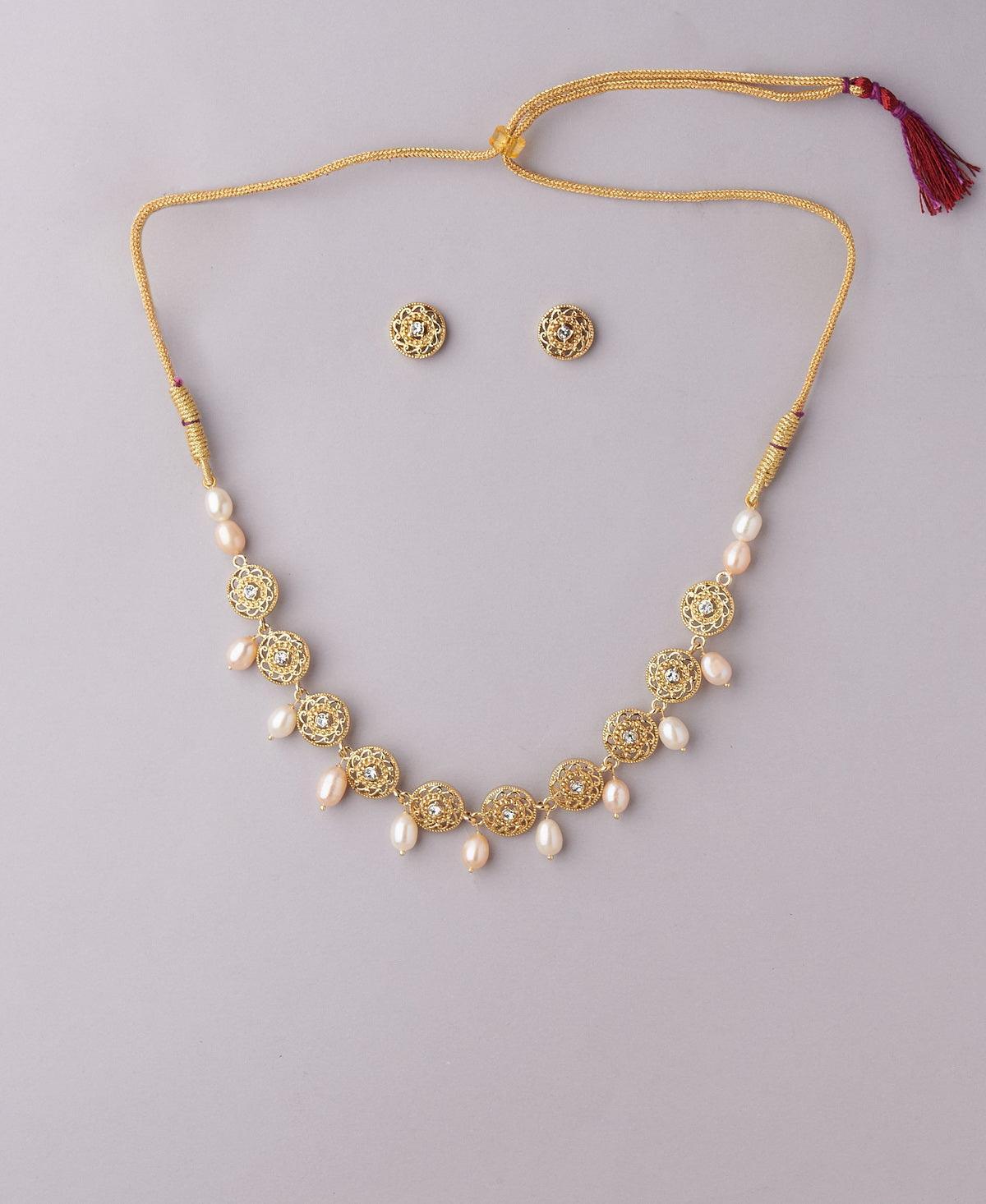 Trendy Stone Studded Necklace Set - Chandrani Pearls