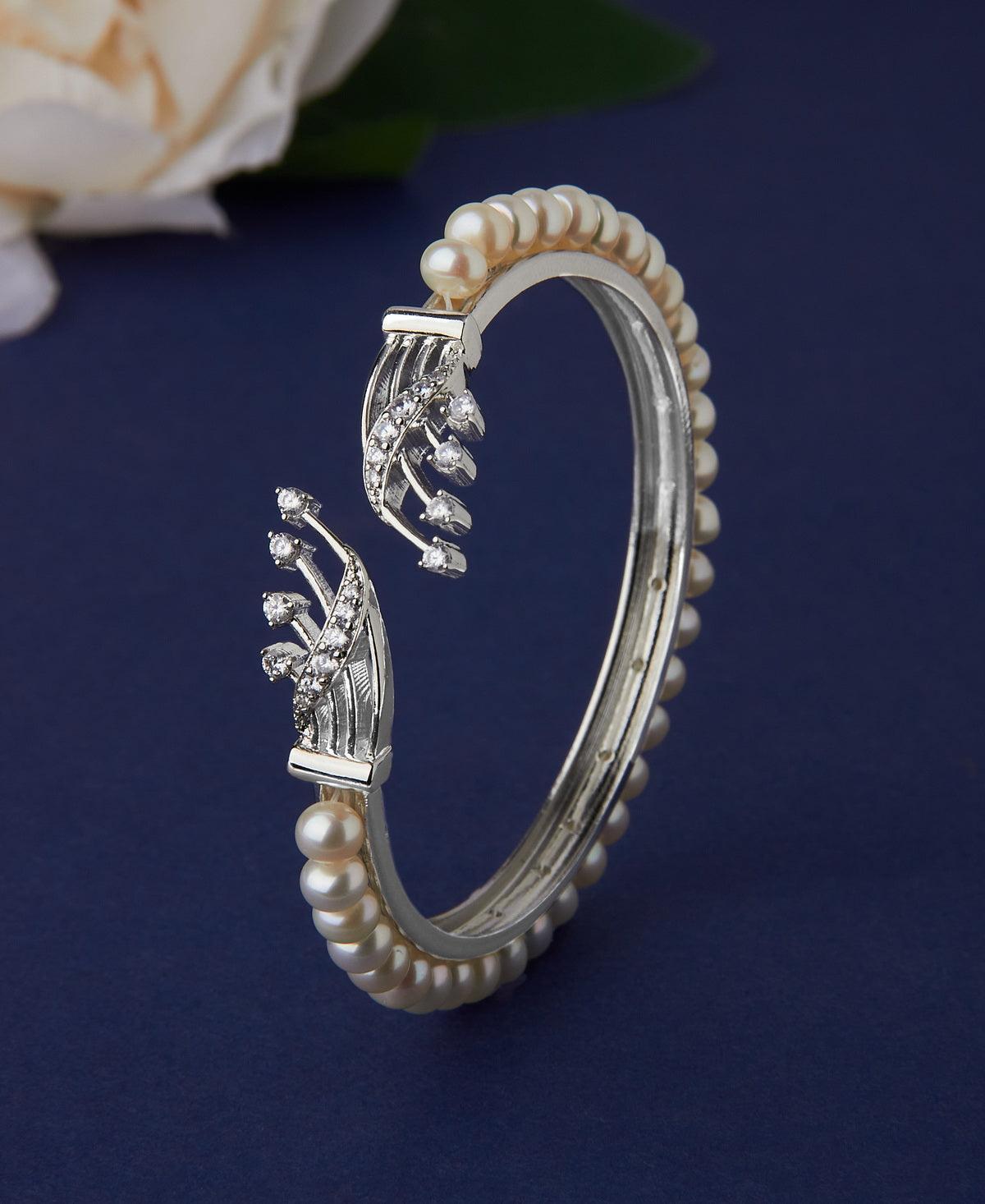 Trendy Stone Studded Pearl Bangle - Chandrani Pearls