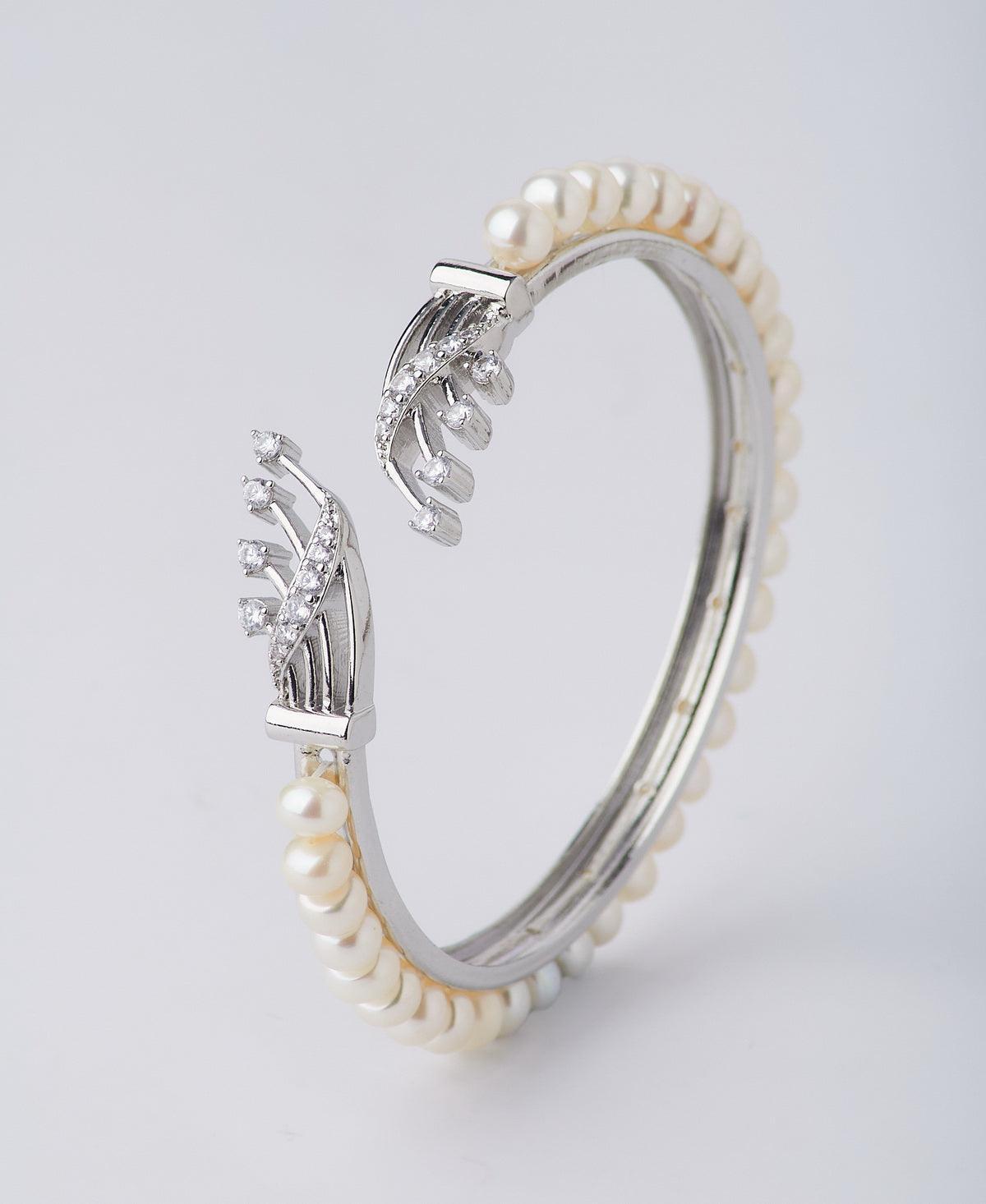 Trendy Stone Studded Pearl Bangle - Chandrani Pearls