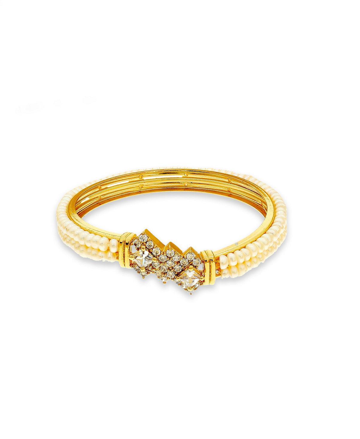 Trendy Stone Studded Pearl Bangle - Chandrani Pearls