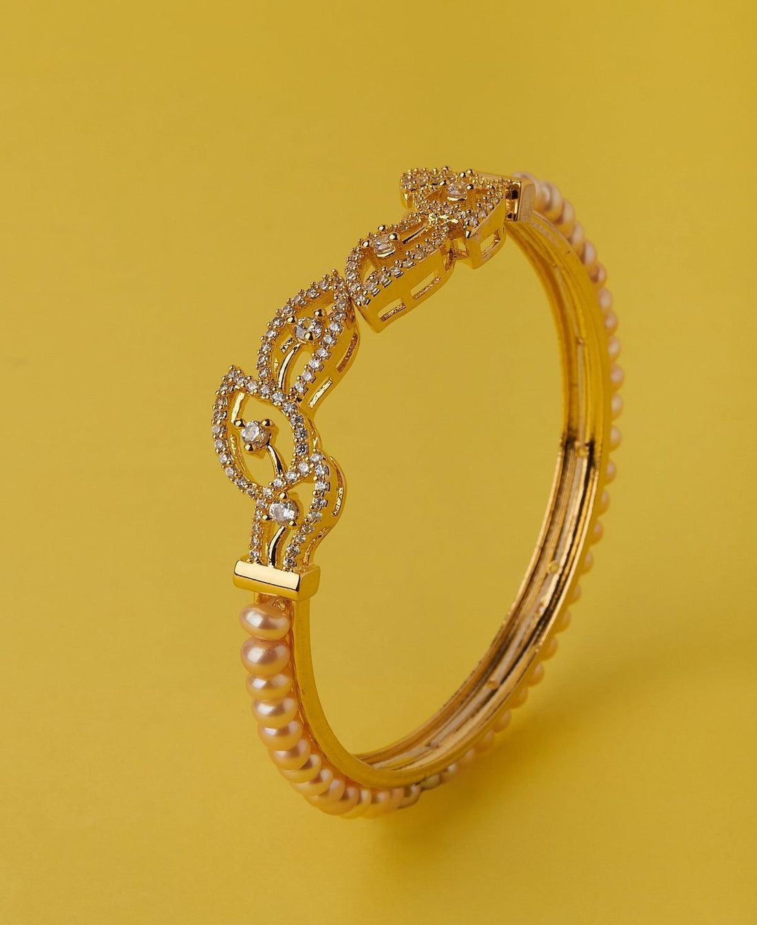 Trendy Stone Studded Pearl Bangle - Chandrani Pearls