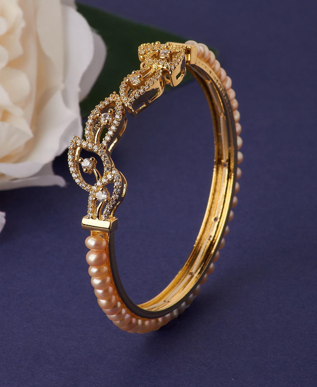 Trendy Stone Studded Pearl Bangle - Chandrani Pearls