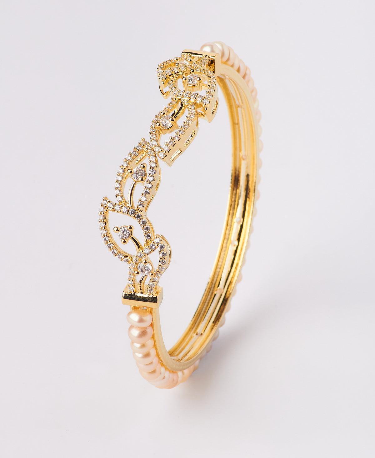 Trendy Stone Studded Pearl Bangle - Chandrani Pearls