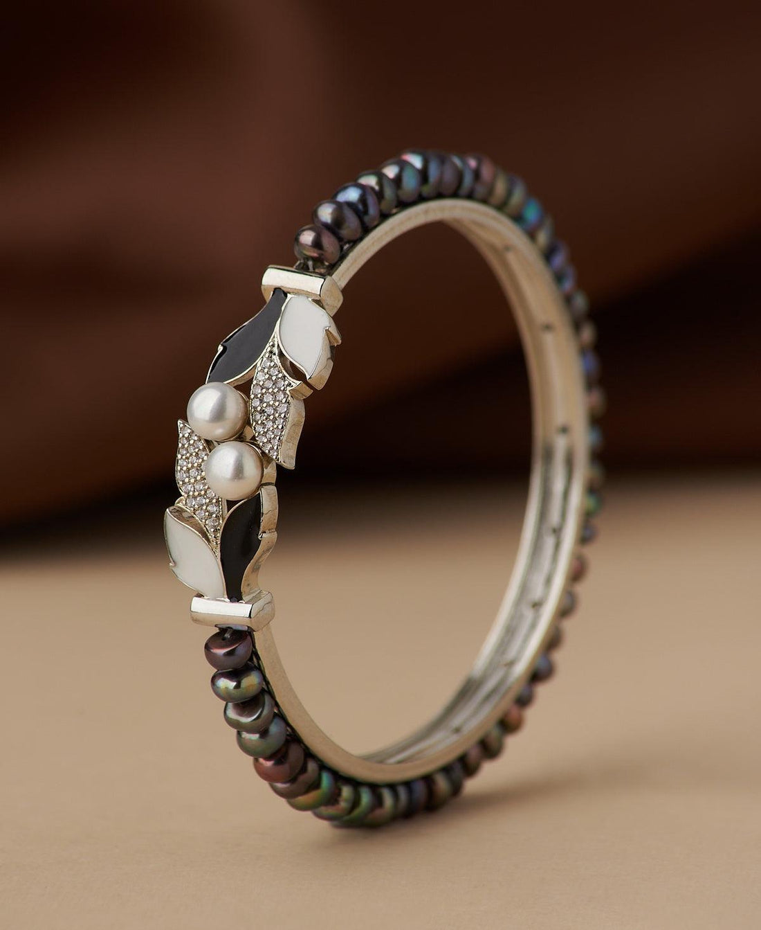 Trendy Stone Studded Pearl Bangle - Chandrani Pearls