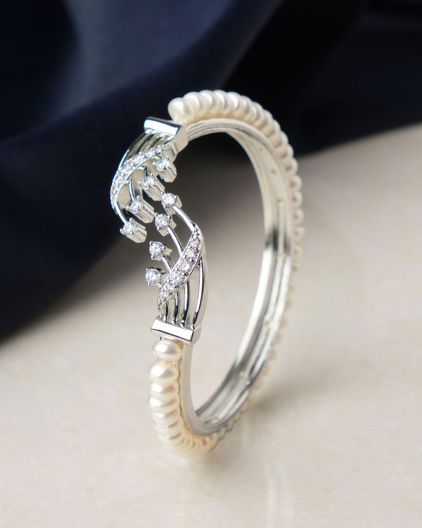 Trendy Stone Studded Pearl Bangle - Chandrani Pearls