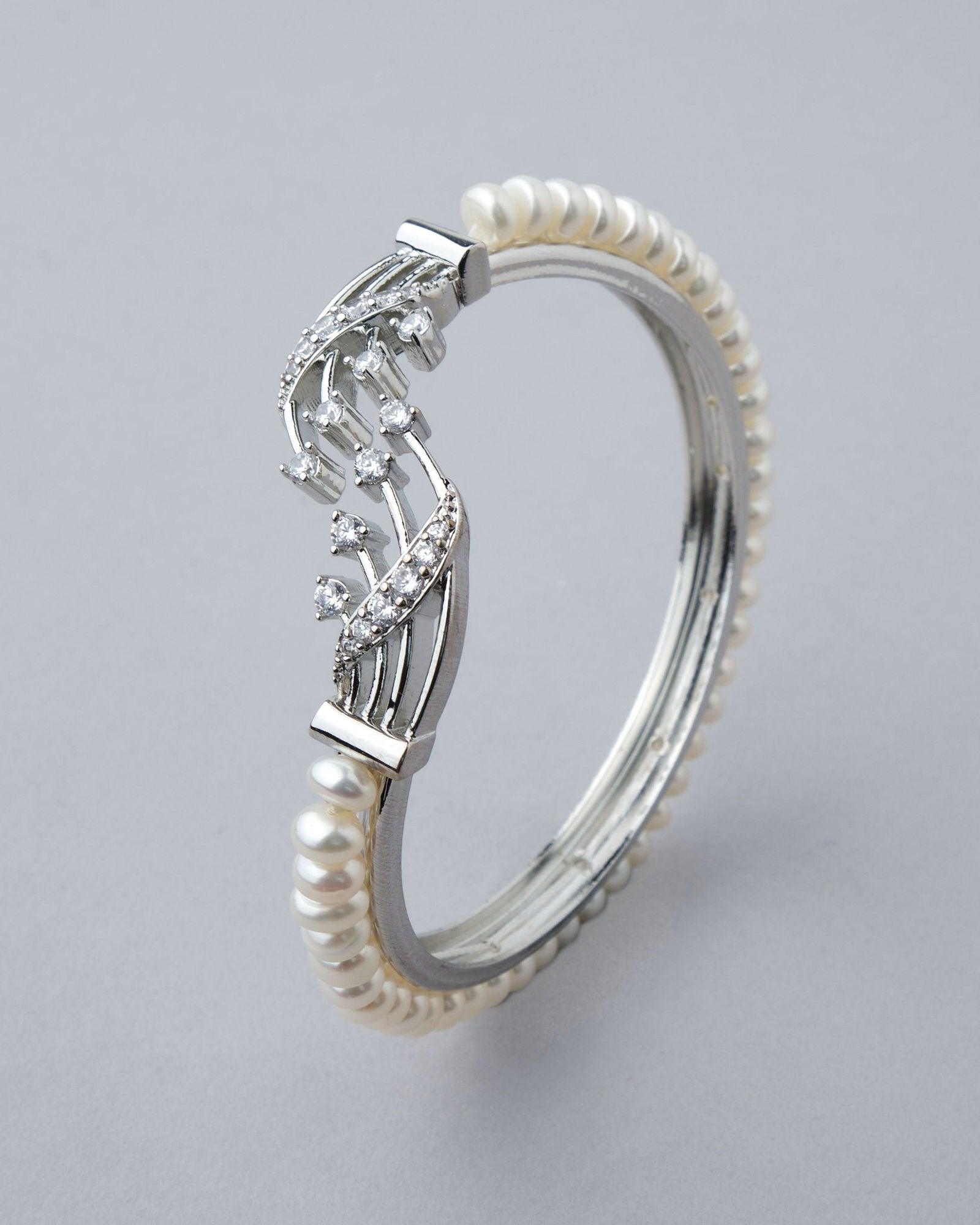 Trendy Stone Studded Pearl Bangle - Chandrani Pearls