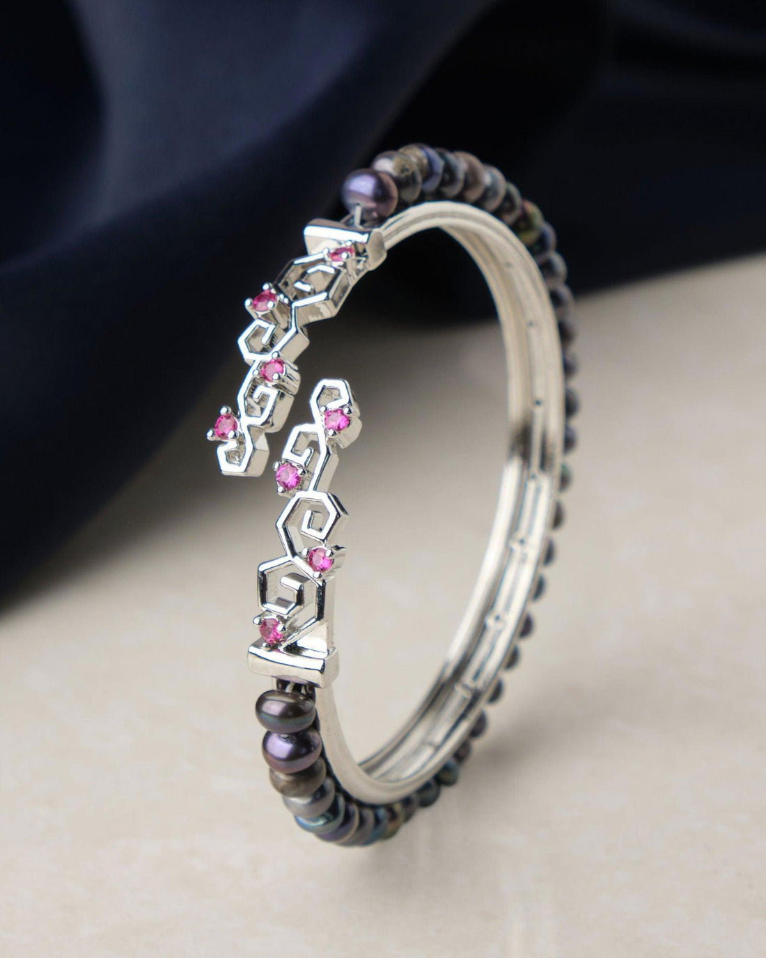 Trendy Stone Studded Pearl Bangle - Chandrani Pearls