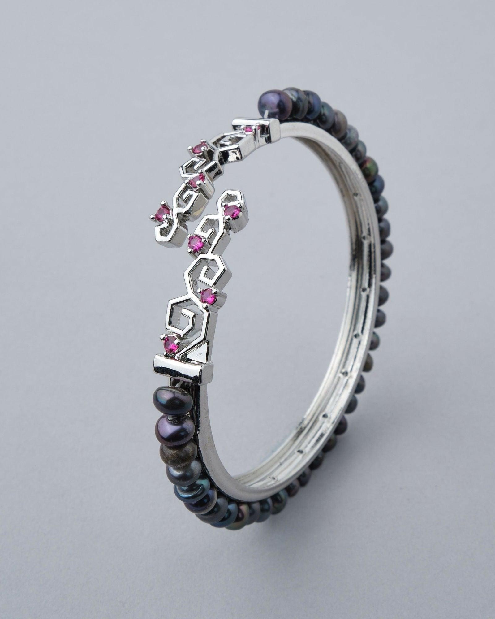 Trendy Stone Studded Pearl Bangle - Chandrani Pearls