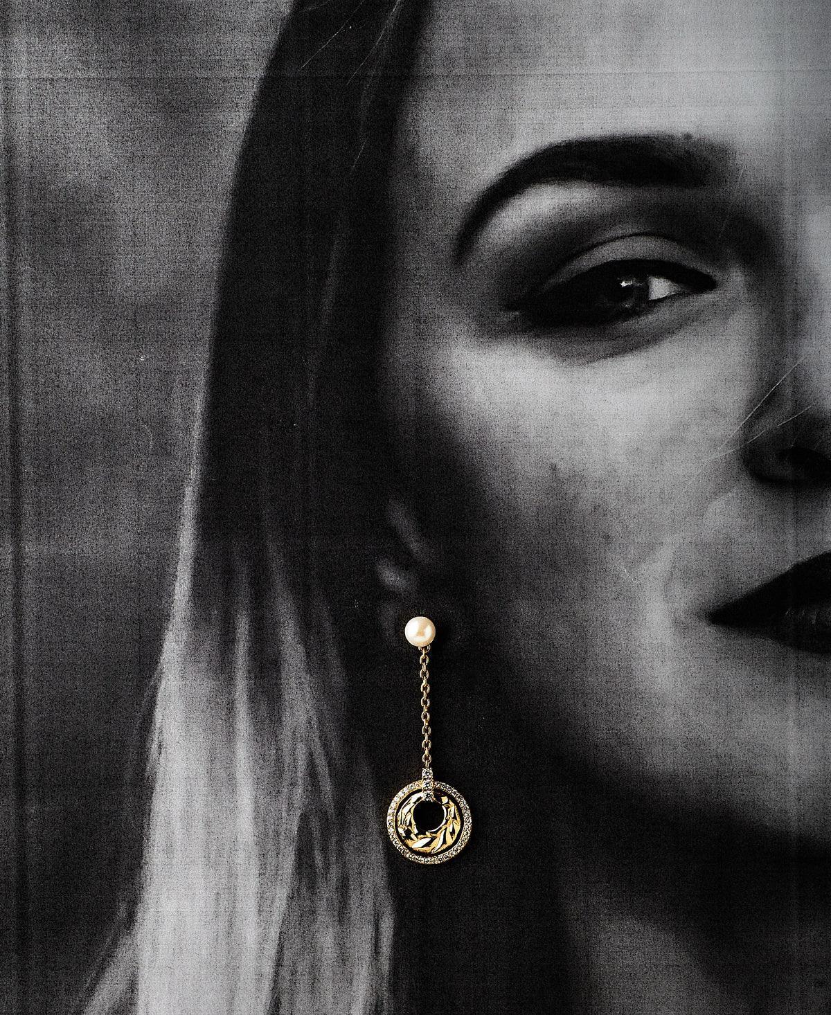 Trendy Stone Studded Pearl Earring - Chandrani Pearls