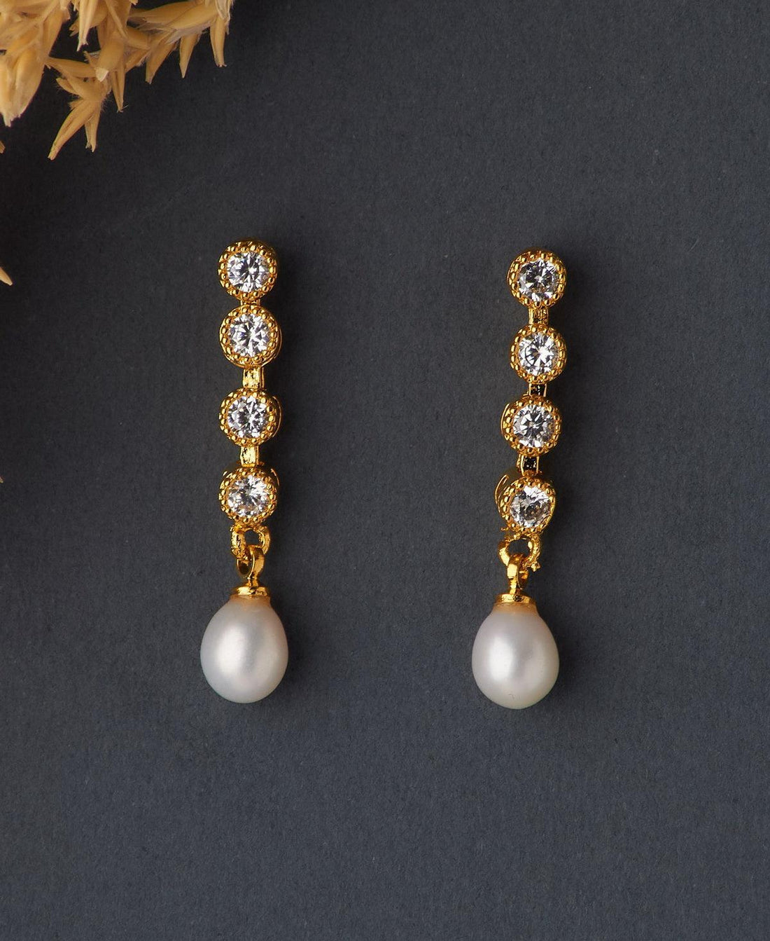 Trendy Stone Studded Pearl Earring - Chandrani Pearls