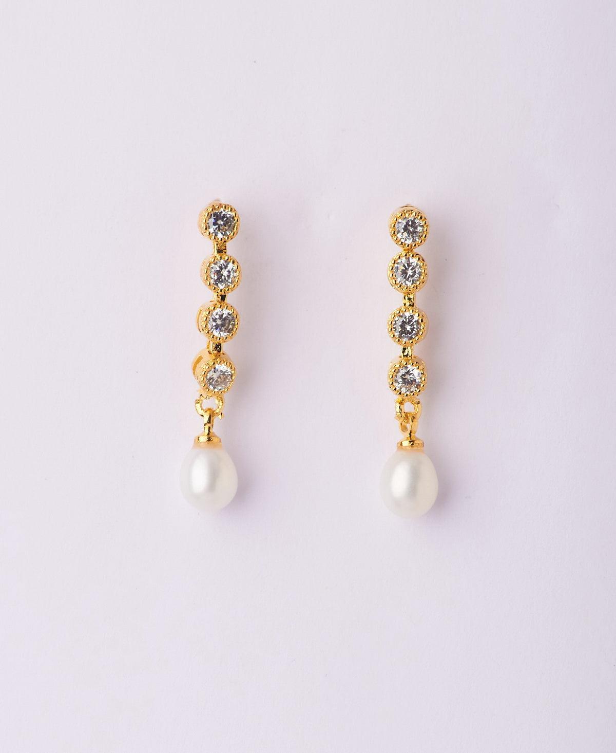 Trendy Stone Studded Pearl Earring - Chandrani Pearls